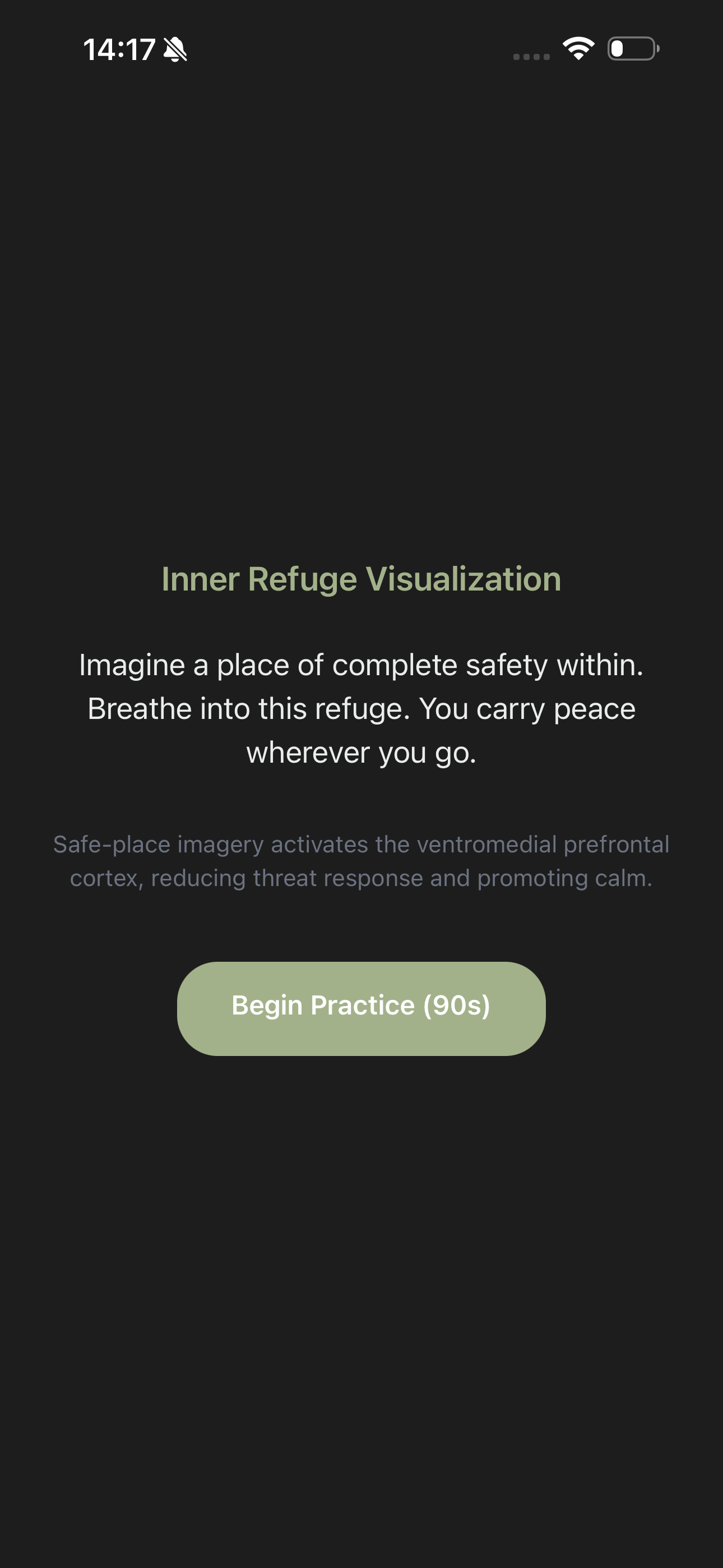 Breathing practice with animated circle